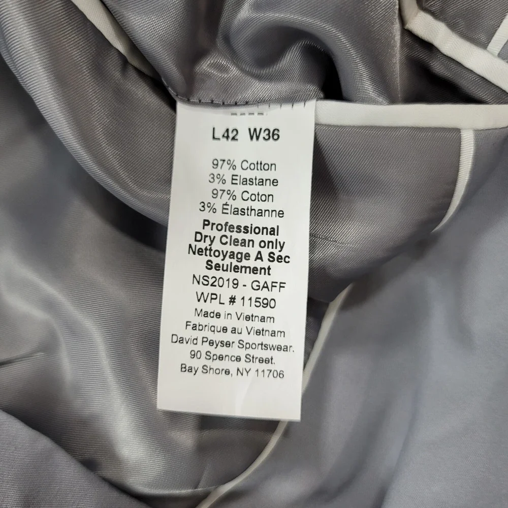 Nautica Cotton Suit‎ Mens 42L 2 Piece Pants 36x32 Modern-Fit Stretch Grey NEW